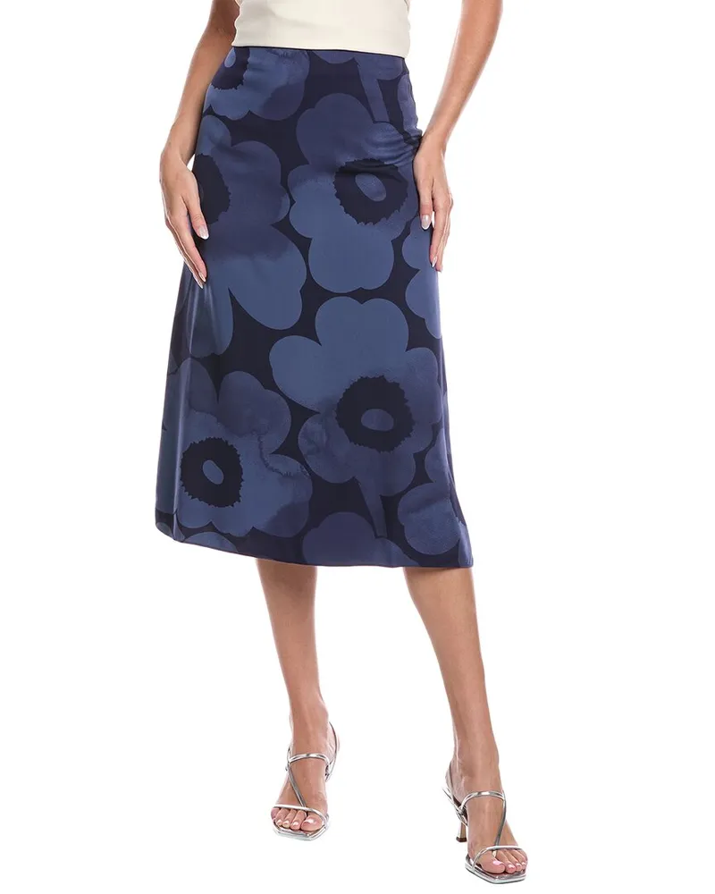 Marimekko Korkeat Akvarelli Unikko Midi Skirt Blue