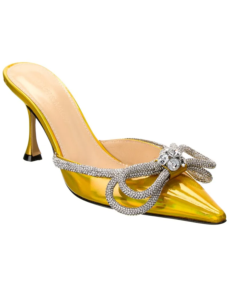 Mach & Mach Double Bow Leather Mule Yellow