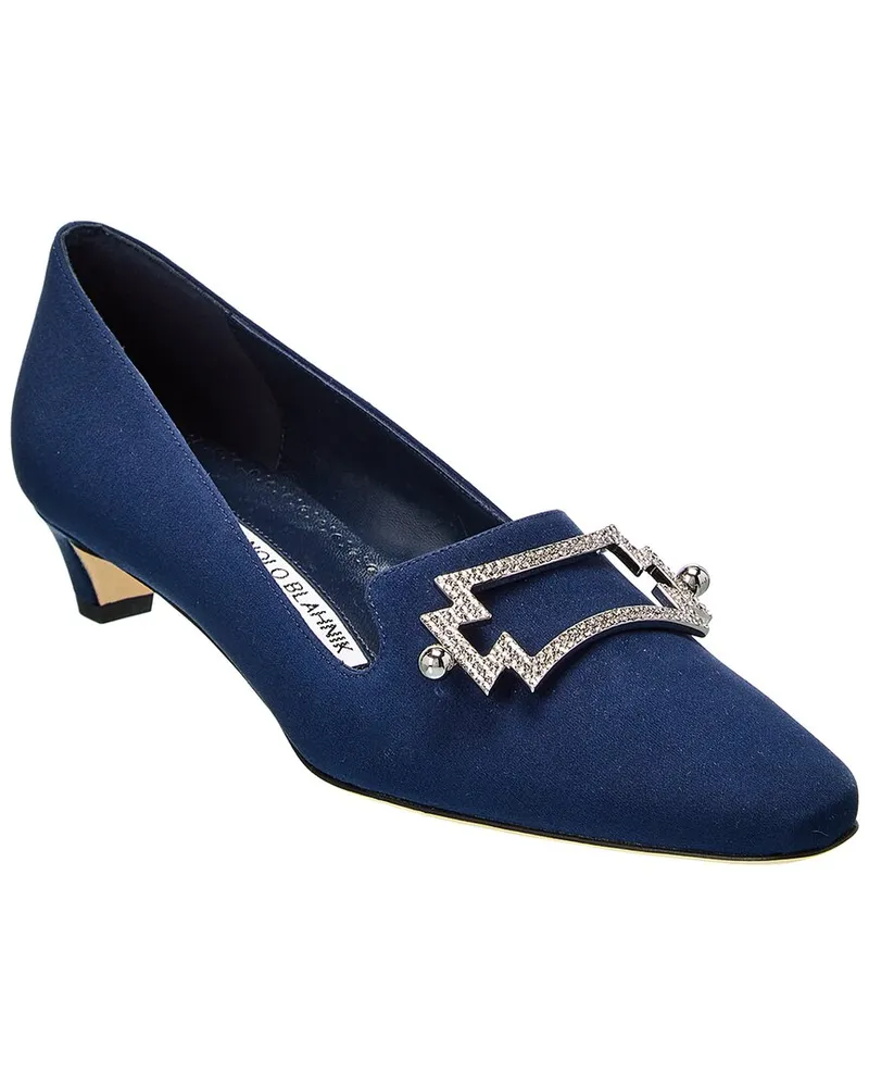 Manolo Blahnik Ansulialo 30 Silk Pump Blue