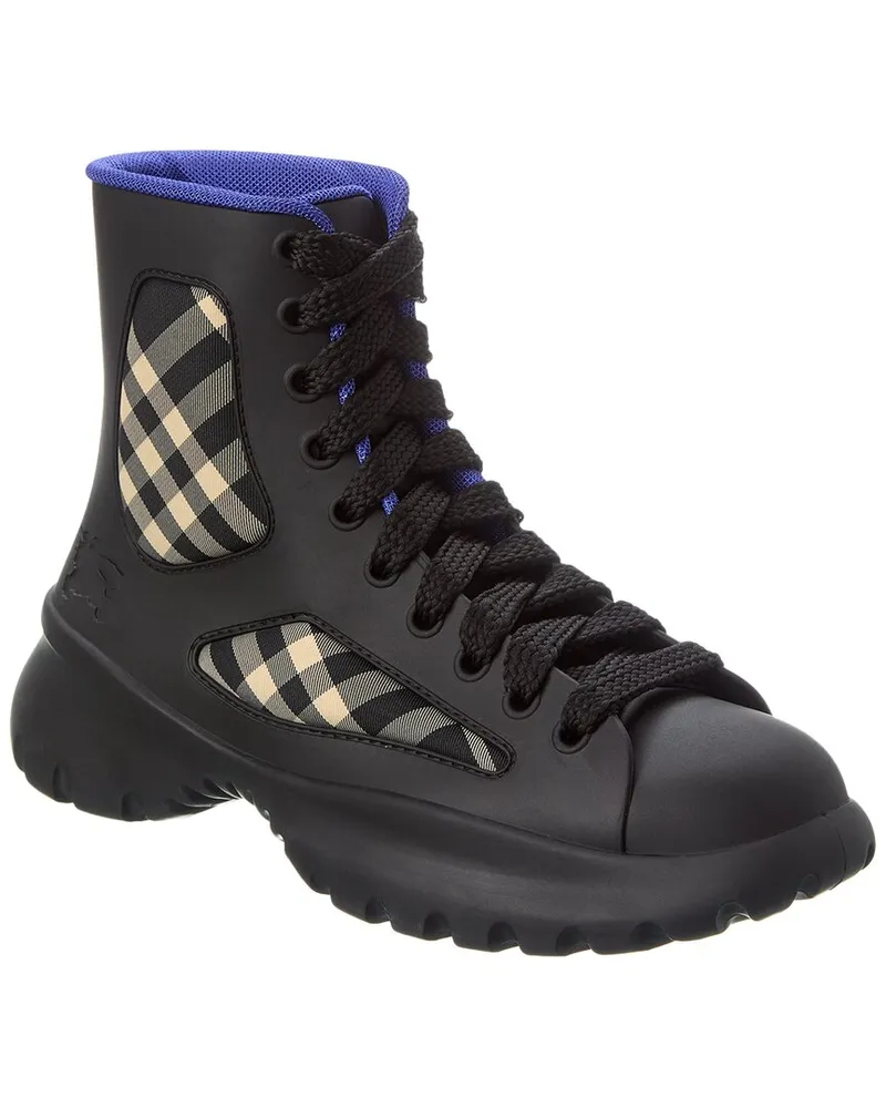 Burberry Boulder Lace-Up Rubber & Canvas Boot Nocolor