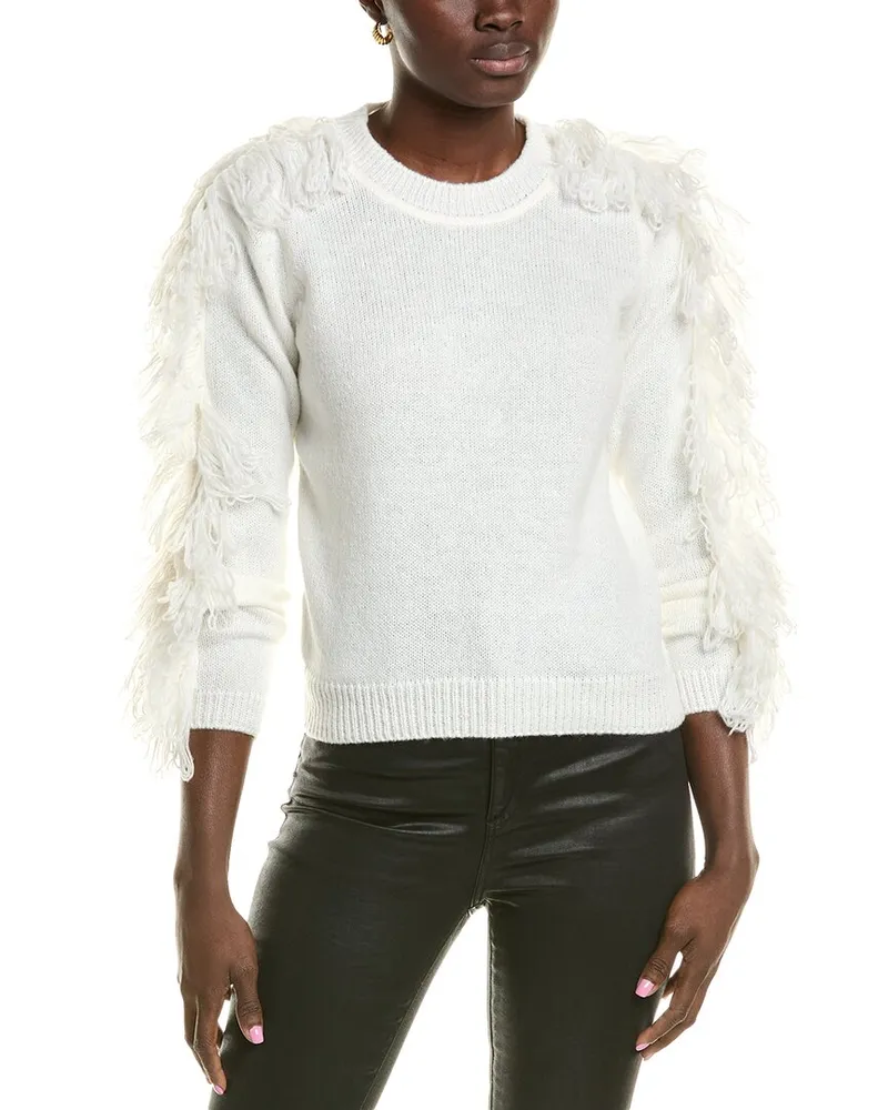 Milly Fringe Sleeve Pullover White