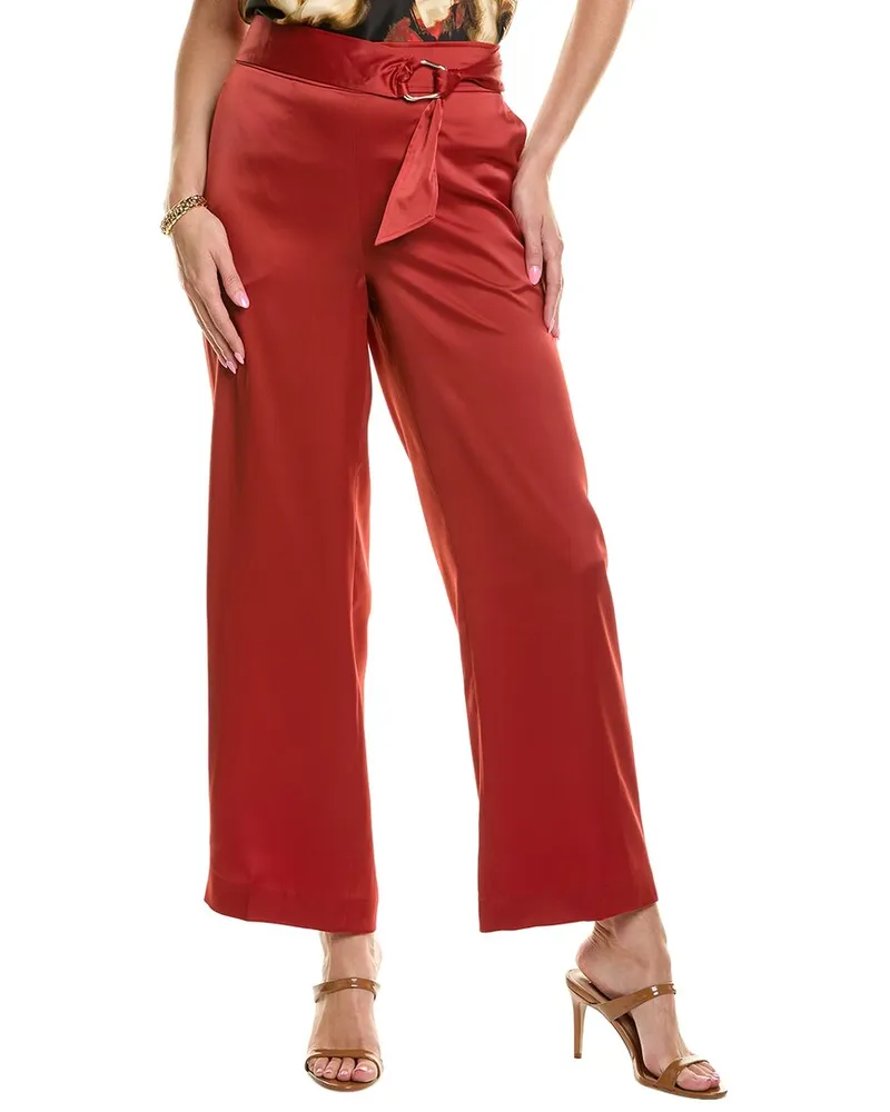 Anne Klein Belted High-Rise Wide Leg Pant Red