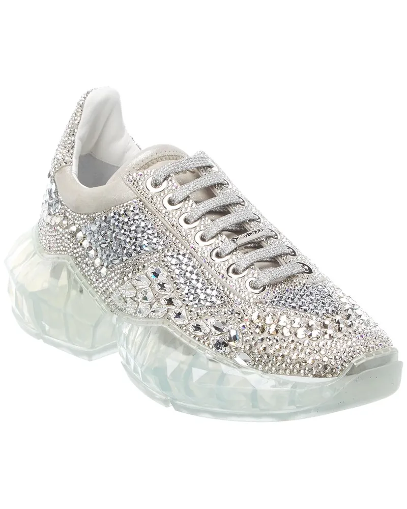 Jimmy Choo Diamond/F Suede Sneaker Silver