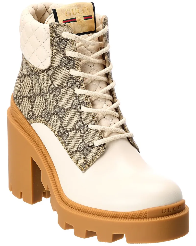 Gucci GG Supreme Canvas & Leather Bootie White