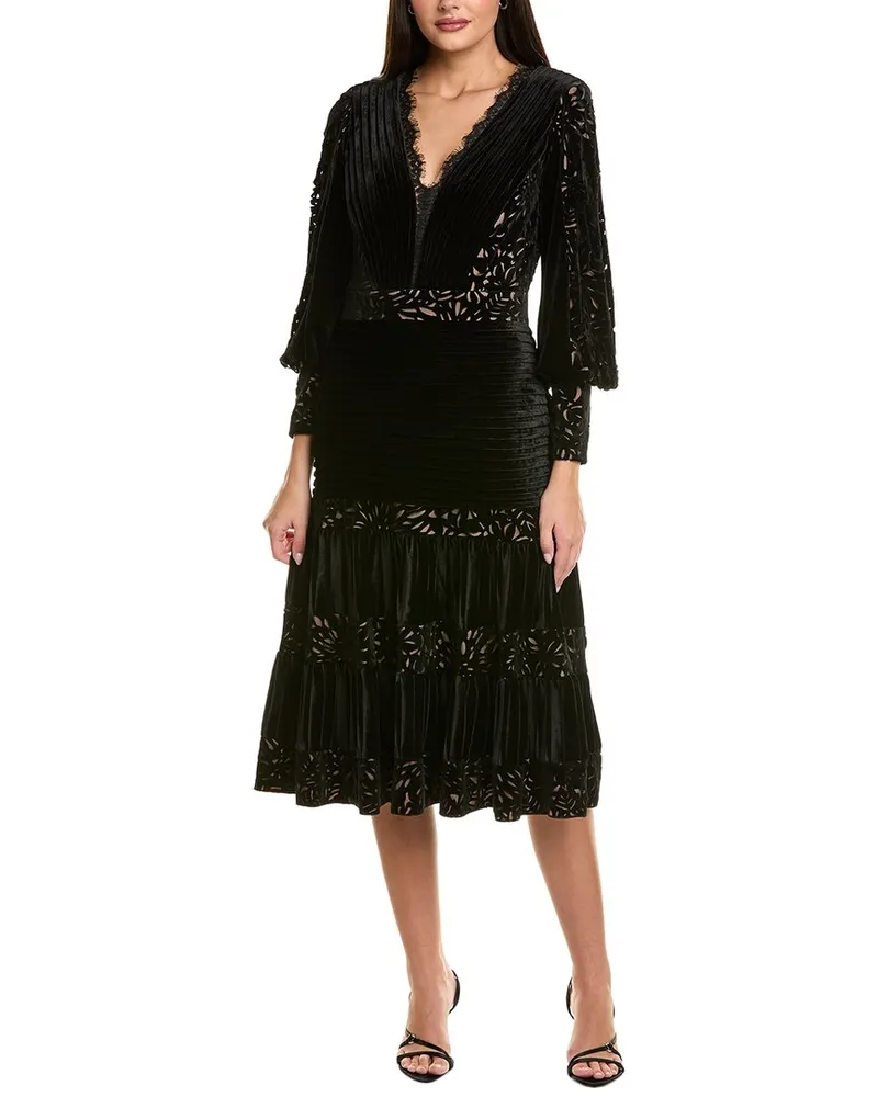 Tadashi Shoji Solid Midi Dress Black