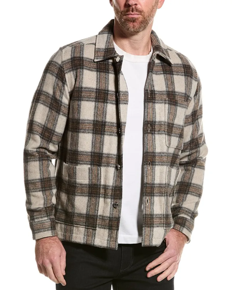 Reiss Avril Brushed Check Wool-Blend Shirt Brown