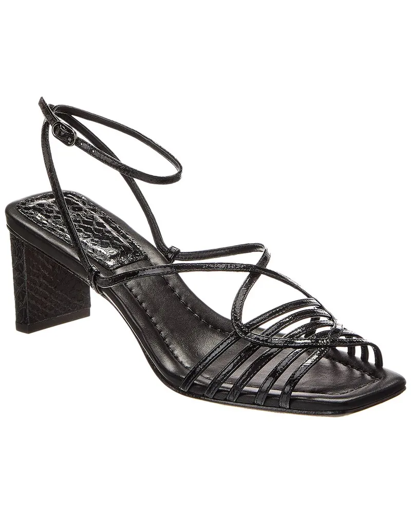 Alexandre Birman Naya 50 Embossed Leather Sandal Black