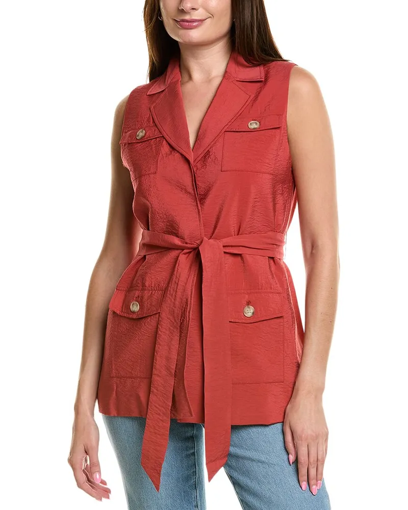 Anne Klein Belted Vest Red