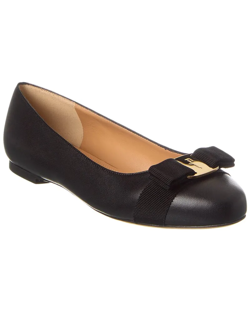 Ferragamo Varina Leather Ballet Flat Black