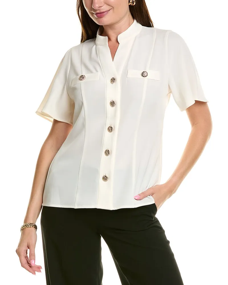 Anne Klein Flutter Sleeve Blouse White