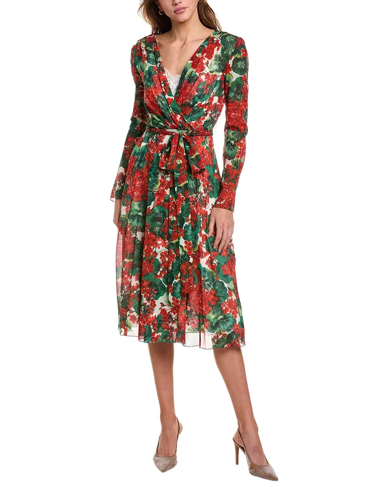 Dolce & Gabbana Silk-Blend Wrap Dress Red