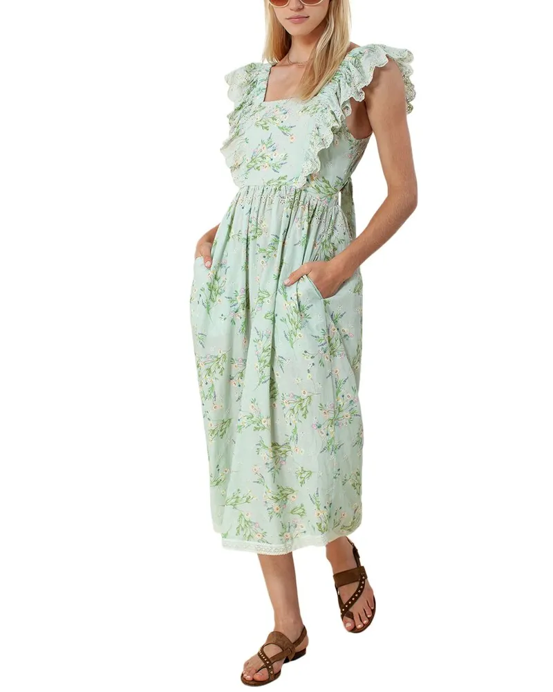 Hale Bob Printed Eyelet Midi Dress Nocolor