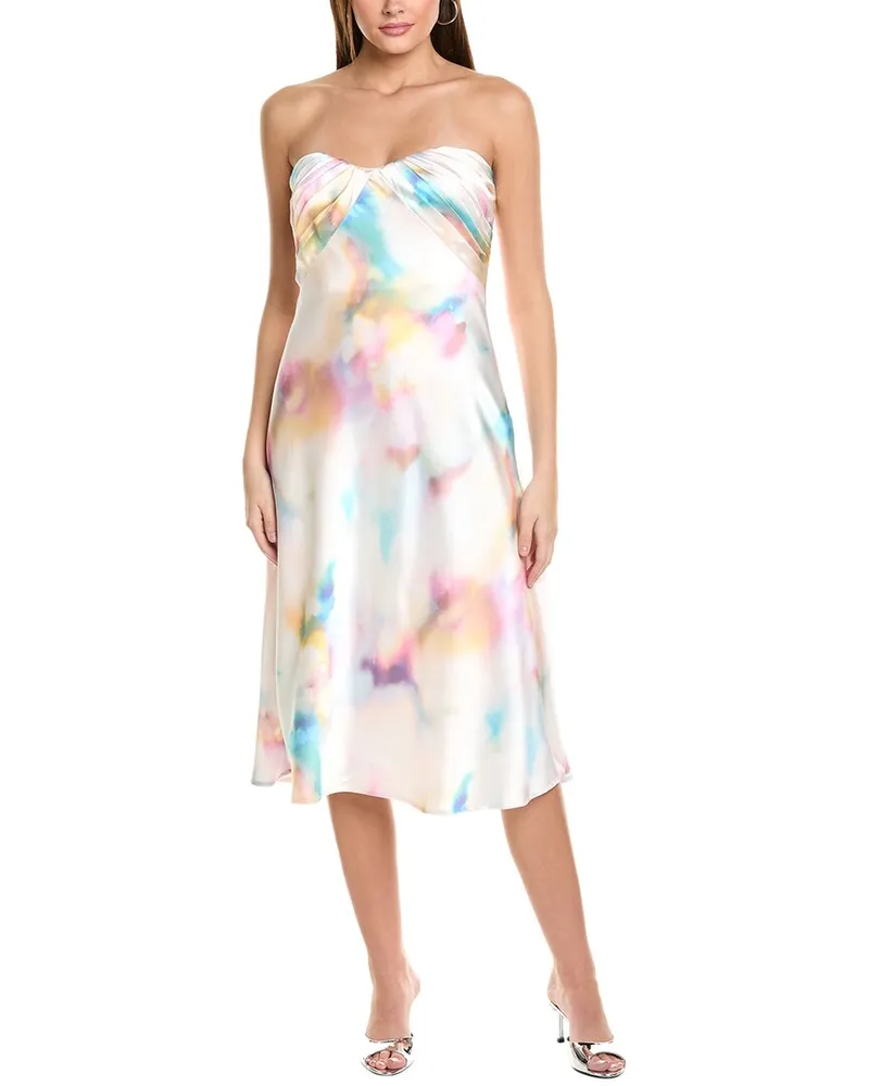Monique Lhuillier Annika Satin Midi Dress White