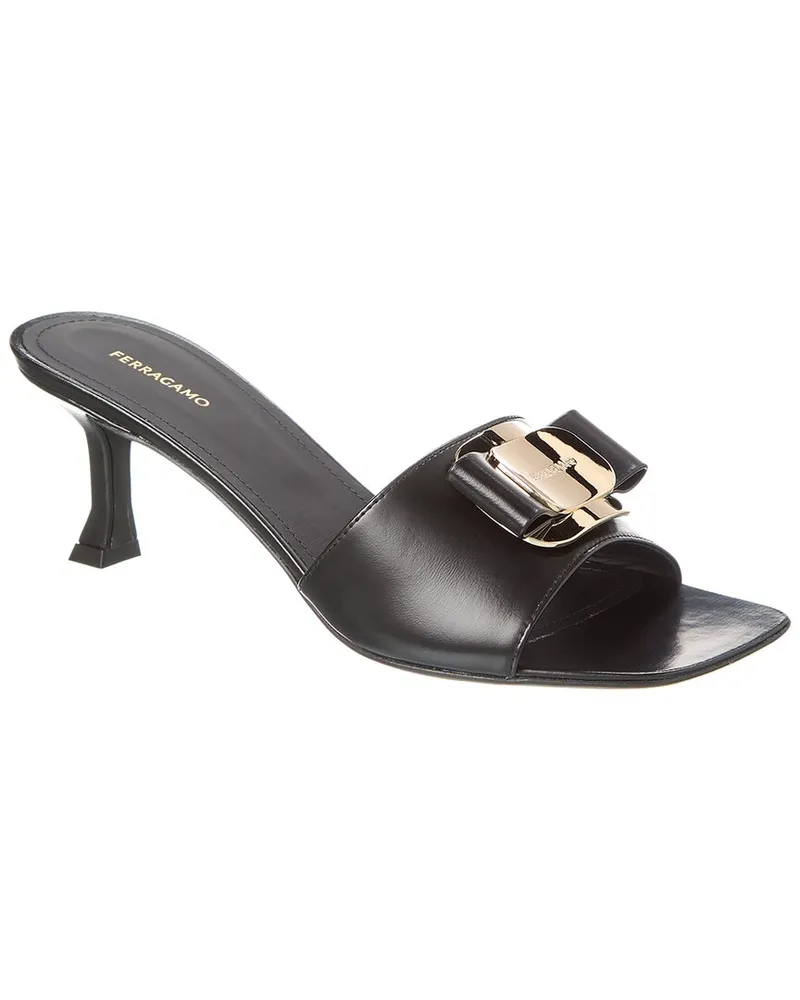 Ferragamo Zelie Leather Sandal Black