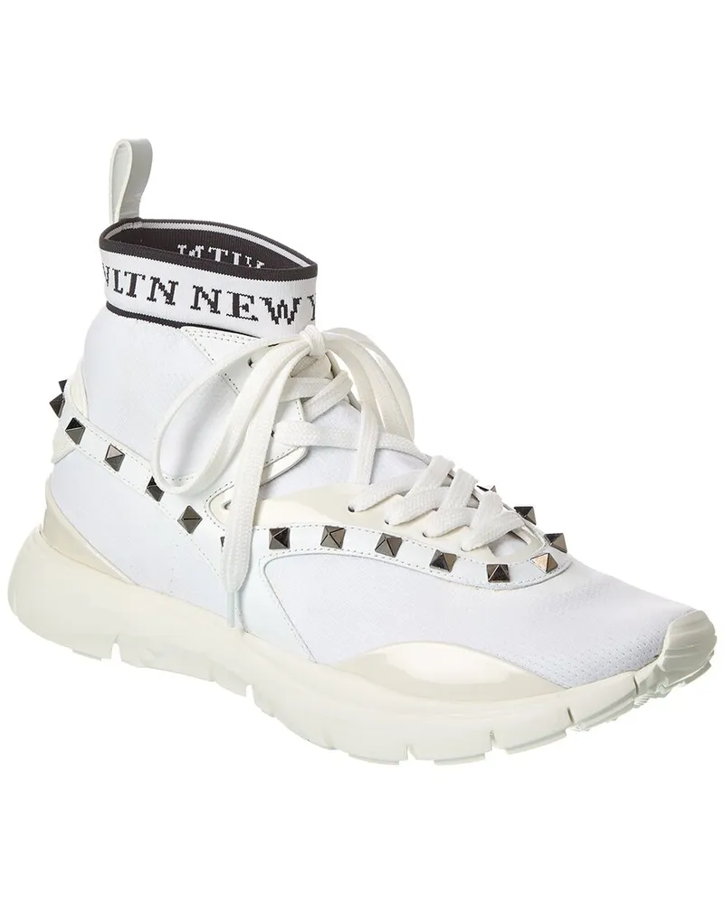 Valentino Garavani Knit & Leather Sneaker White