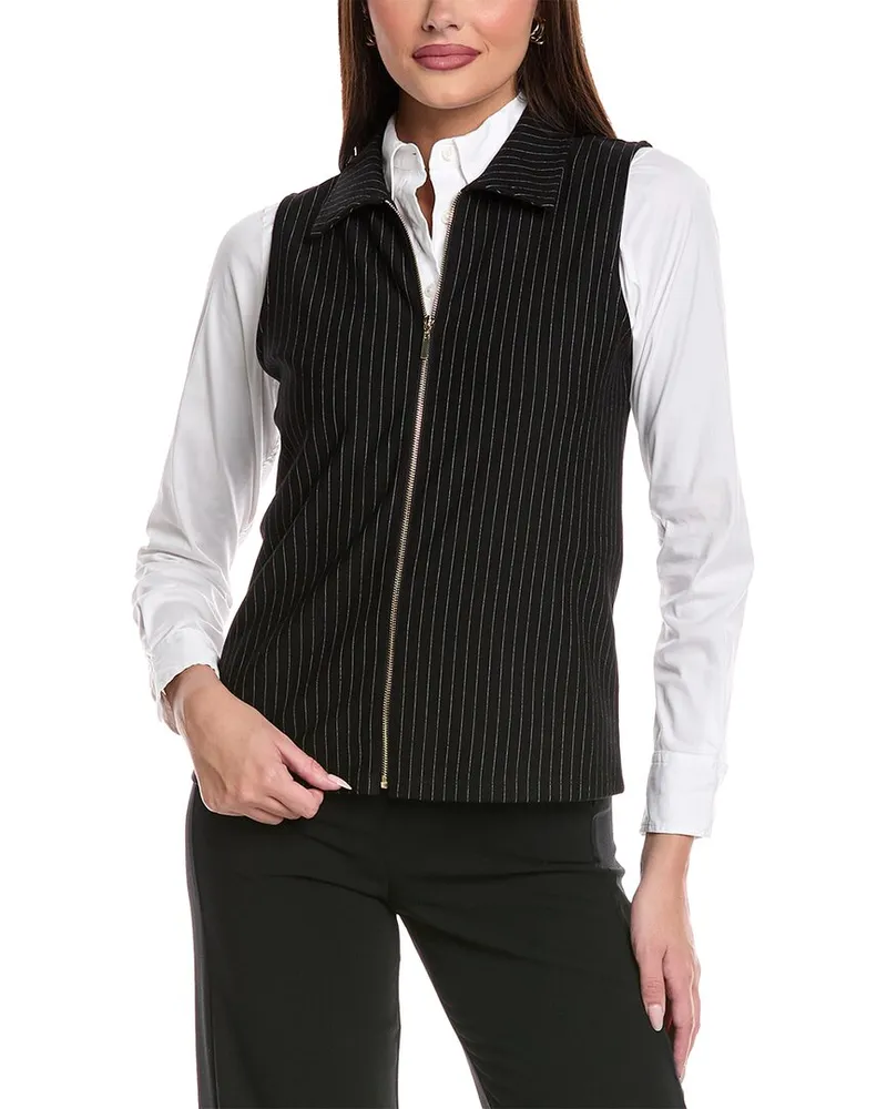Anne Klein Pinstripe Vest Black