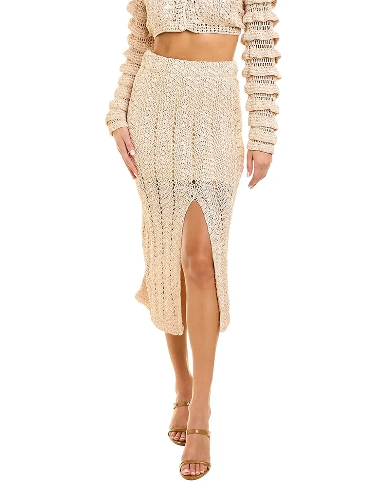 LoveShackFancy Arbor Midi Skirt Brown