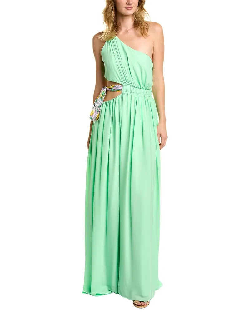 AMUR Zela One-Shoulder Gown Green