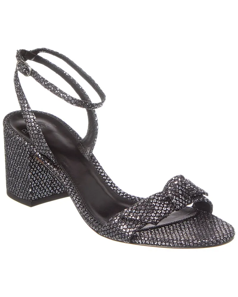 Alexandre Birman Clarita Block 60 Glitter Leather Sandal Silver