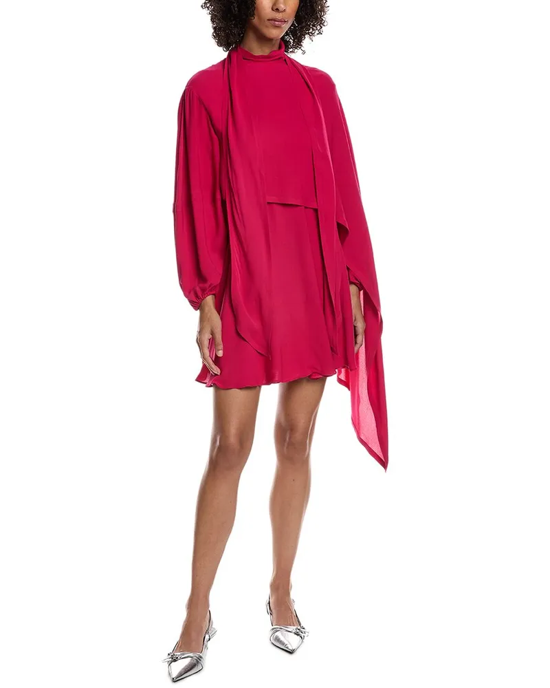 Valentino Garavani Balloon Sleeve Silk Mini Dress Pink