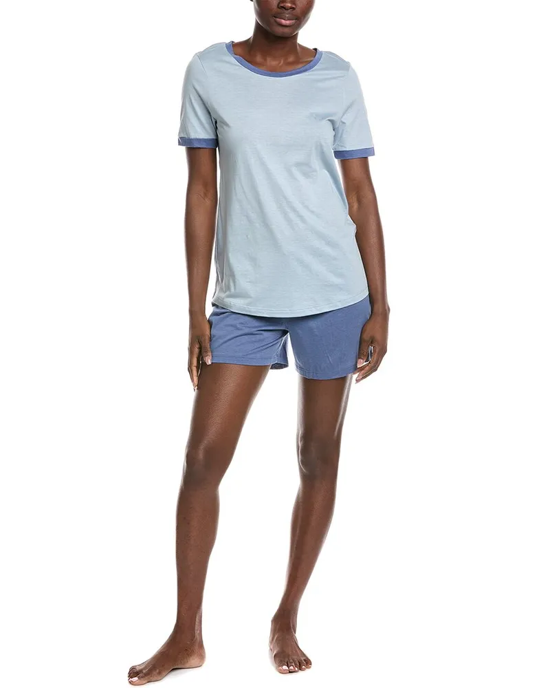 Hanro 2pc Laura Pajama Set Blue