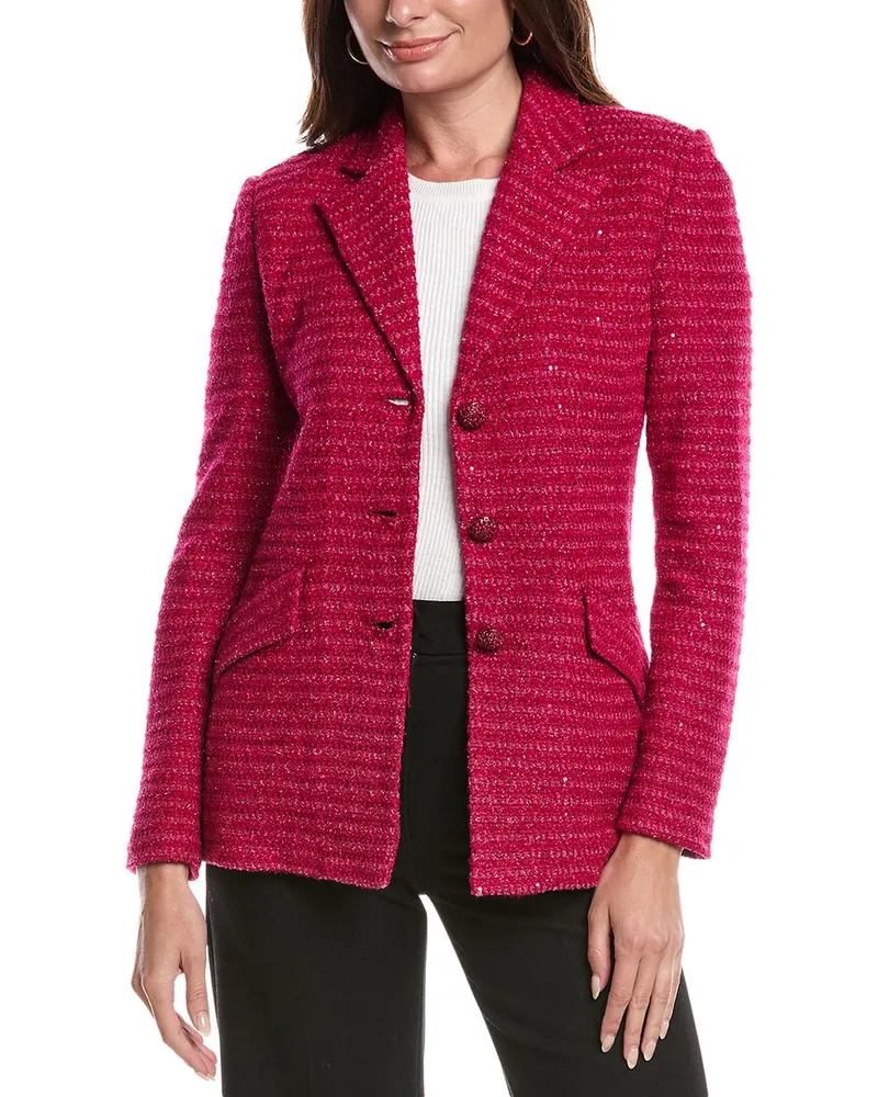 ST. JOHN Inlaid Sequin Tweed Jacket Pink