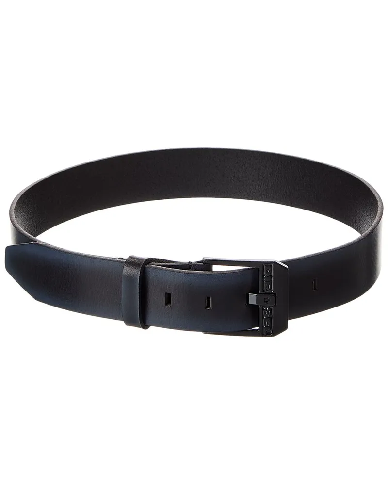 Diesel Logo Bluestar Leather Belt Black