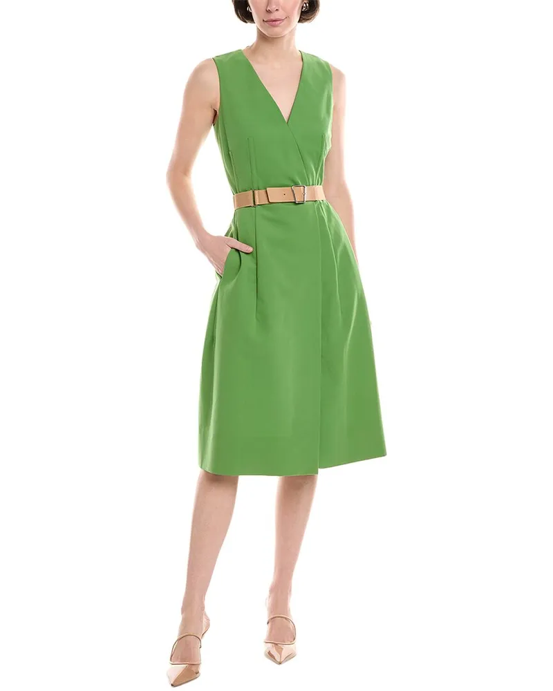 Akris Belted A-Line Dress Green