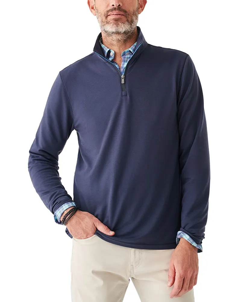 Faherty Movement Quarter Zip Sweater Blue