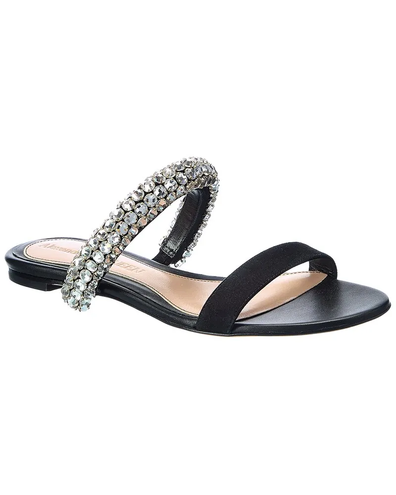 Alexander McQueen Crystal Suede Sandal Black
