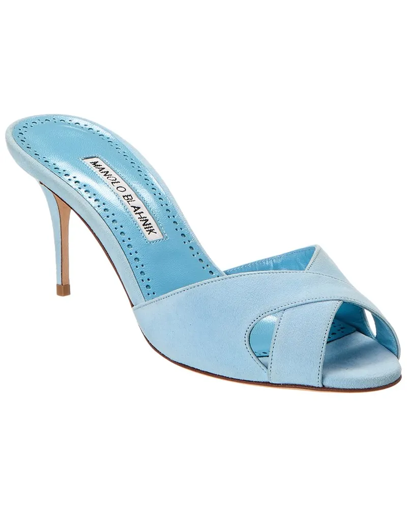 Manolo Blahnik Mumbimu 70 Suede Mule Blue