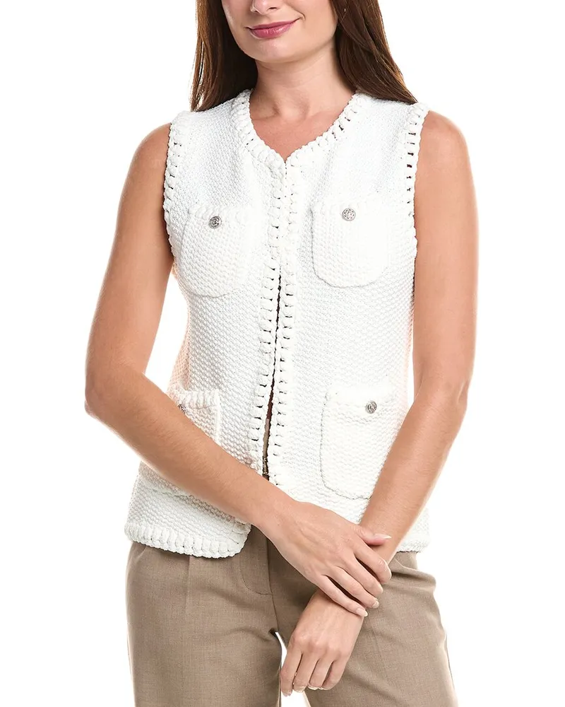 Elie Tahari The Bethany Crochet Sweater Vest White
