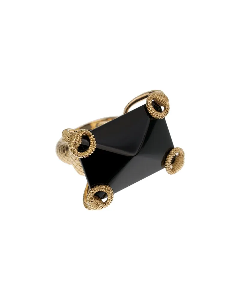 Gucci 18K 26.00 ct. tw. Onyx Horsebit Cocktail Ring (Authentic Pre-Owned horsebit Nocolor