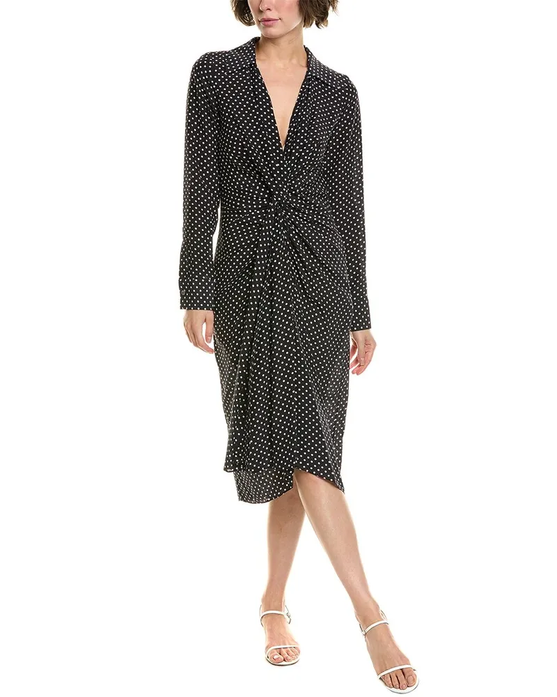 Michael Kors Gathered Silk Dress Black
