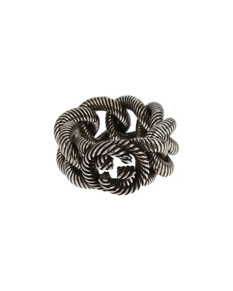 Gucci Silver Interlocking G Aged Ring Nocolor
