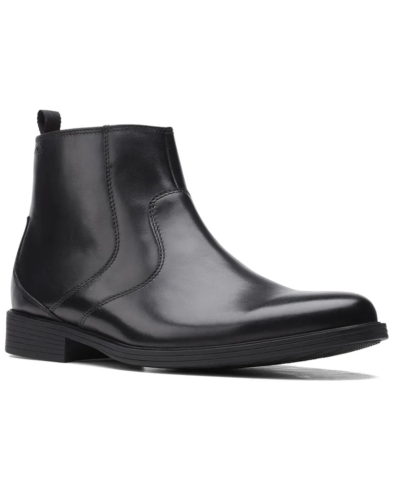Clarks Whiddon Zip Leather Boot Black