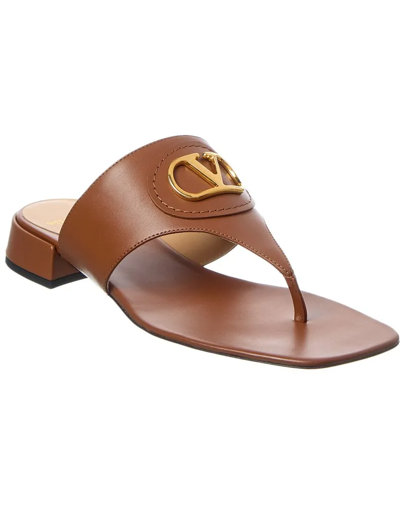 Valentino Garavani VLogo Signature Leather Sandal Brown