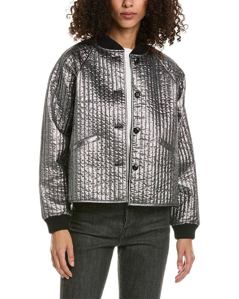 The Great The Metallic Bomber Jacket Grey