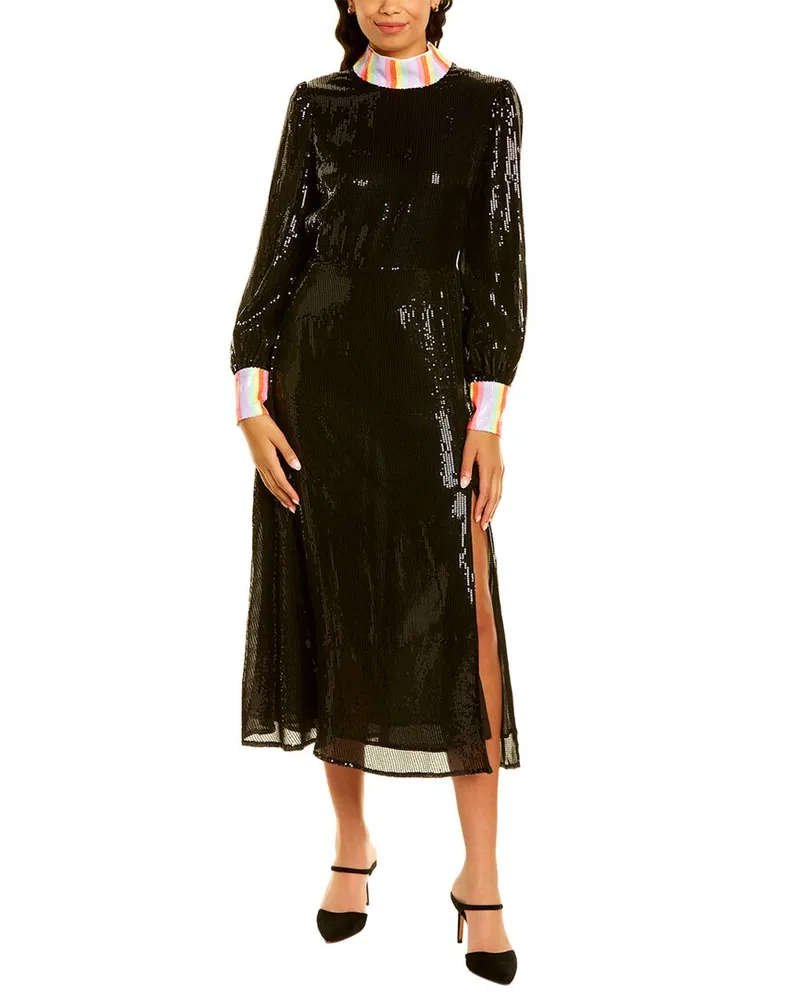 Olivia Rubin Amelie Sequin Midi Dress Black