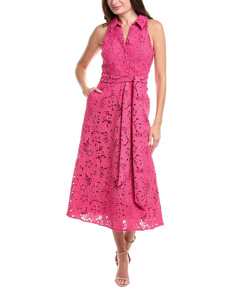 Badgley Mischka Crochet Midi Dress Pink
