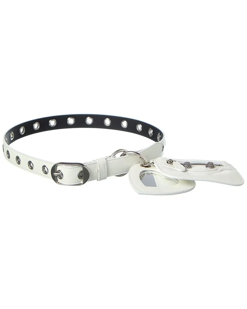 Balenciaga Le Cagole Charms Leather Belt White