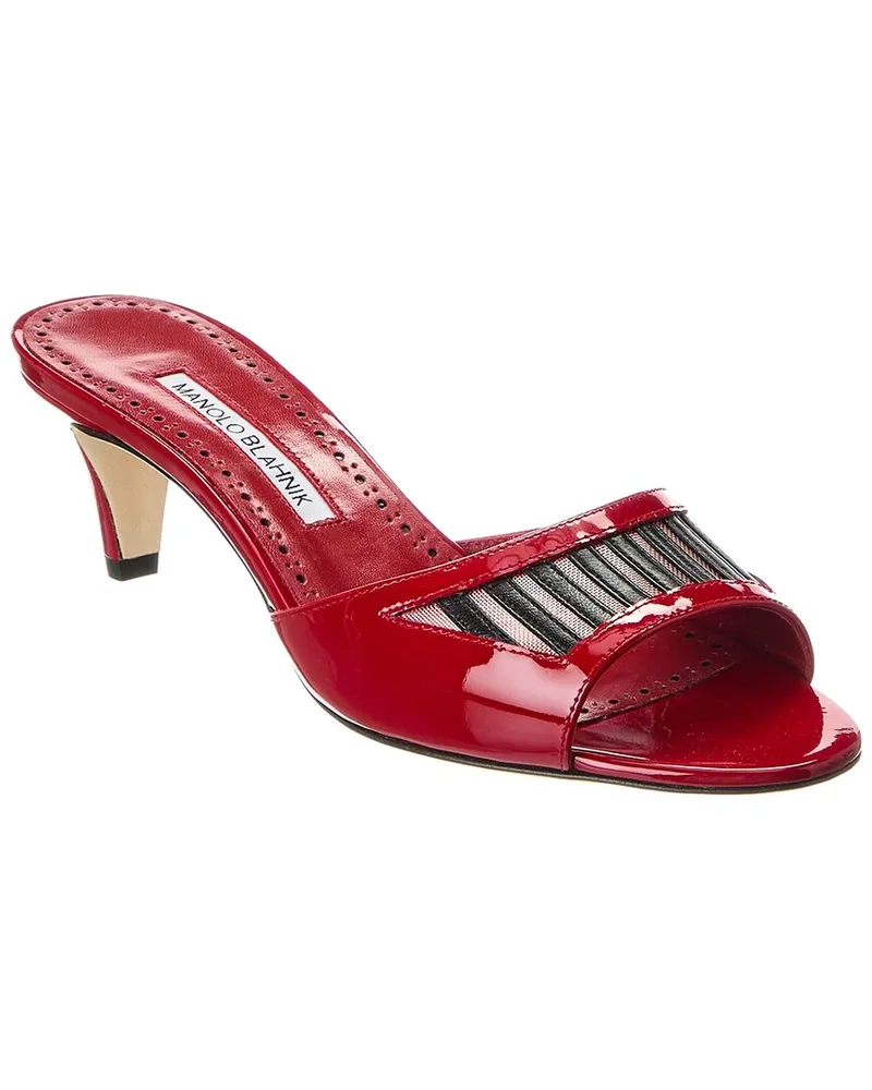 Manolo Blahnik Fifaso 50 Patent & Mesh Sandal Red