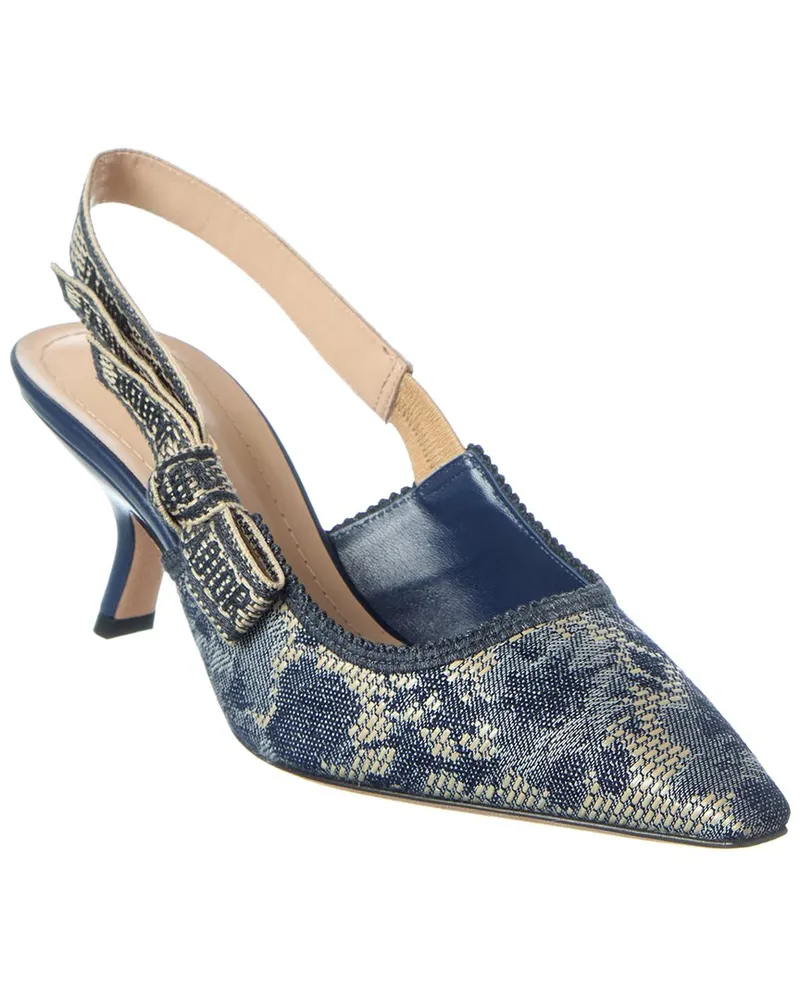 Dior J'Adior Jacquard & Leather Slingback Pump Blue