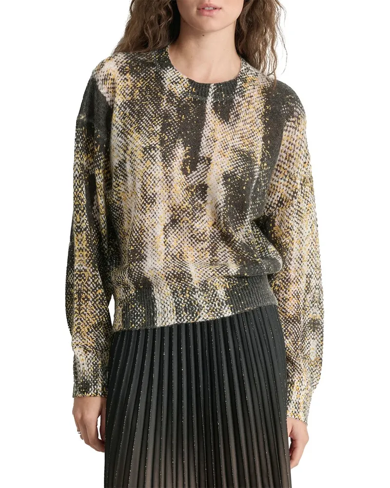 DKNY Brushed Printed Mohair-Blend Sweater Black