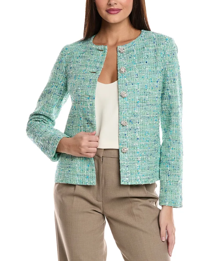 ST. JOHN Tweed Knit Jacket Green
