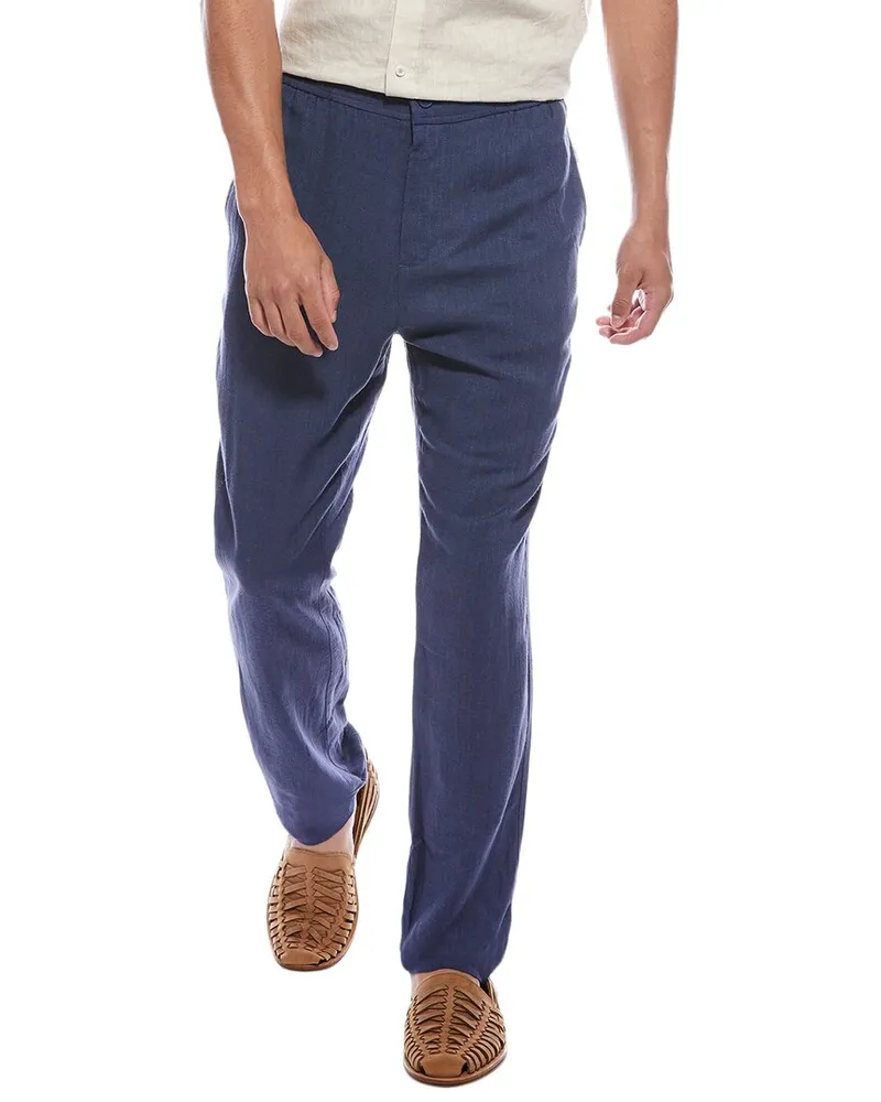 Onia Linen-Blend Pant Blue
