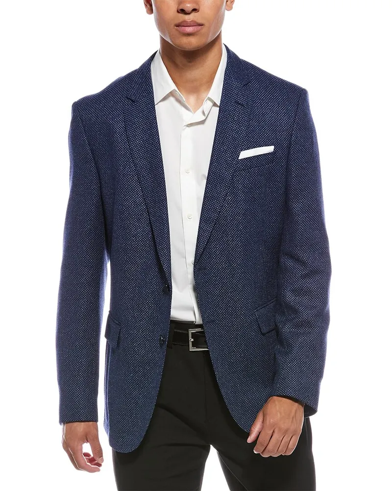 HUGO BOSS Hutson Linen & Wool-Blend Suit Jacket Blue