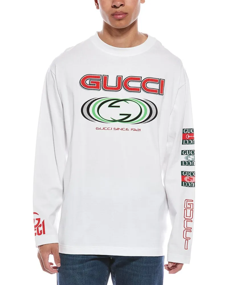 Gucci Logo Print Jersey T-Shirt White