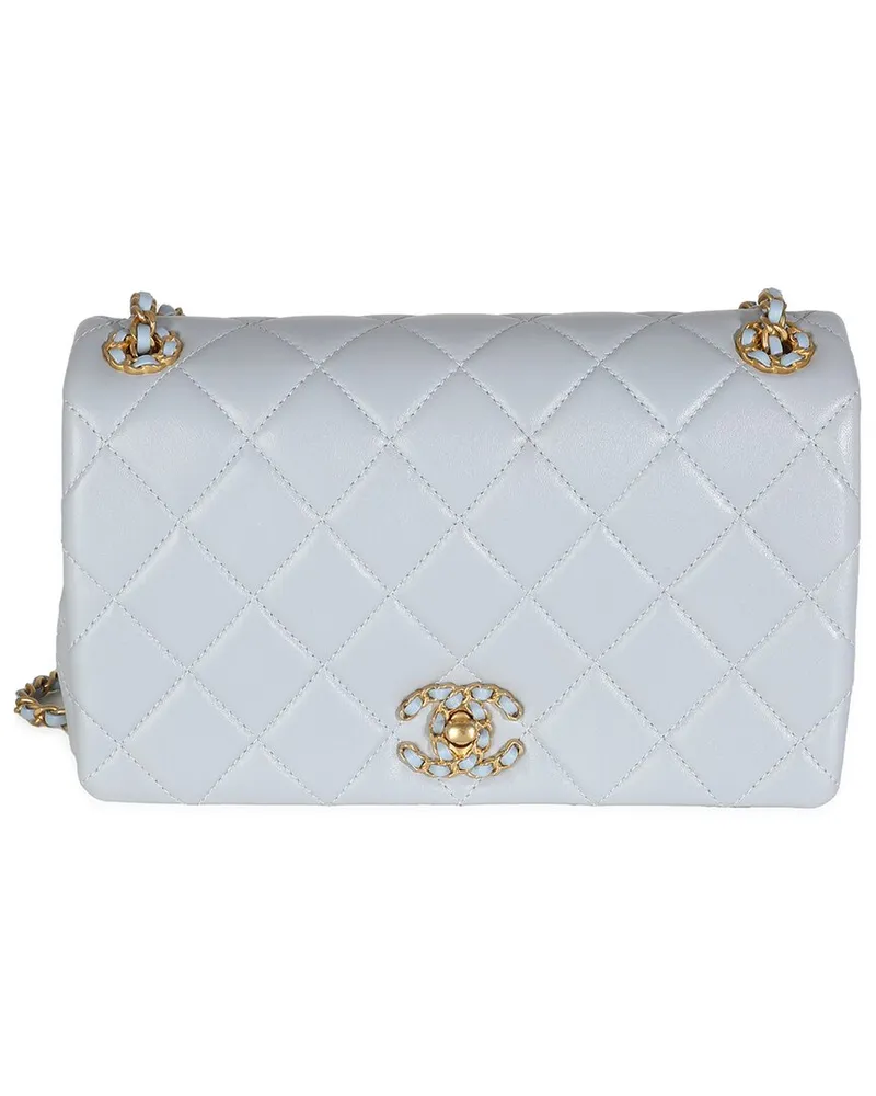 Chanel Blue Quilted Leather Woven CC Full Flap Bag (Authentic Pre-Loved Nocolor