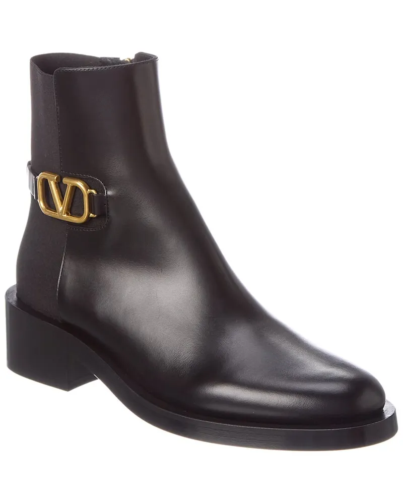 Valentino Garavani VLogo Leather Boot Black